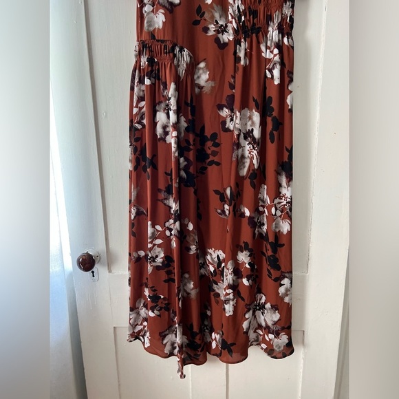 Simply Vera Vera Wang Autumn Orange Floral Midi Dress Size Medium - Picture 5 of 6